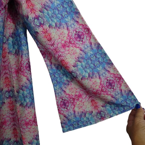 Zola London Colorful Open Front Kimono Cardigan Duster Jacket Women Size M/L - Picture 2 of 9